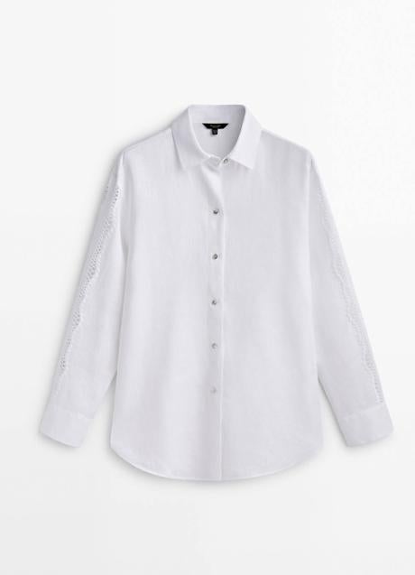 Camisa blanca de lino bordada