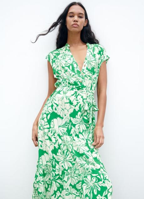 Vestido verde con blanco hot sale