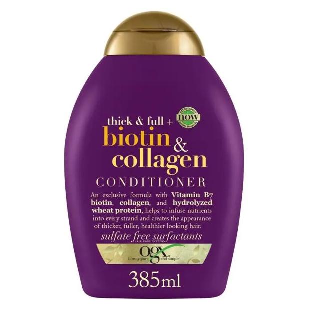 Acondicionador Biotina y Colágeno Volumen de OGX.