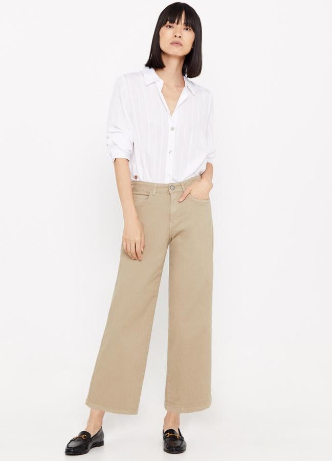 Pantalón vaquero fit palazzo crop de Cortefiel