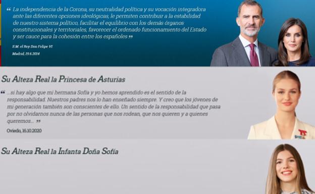 La web de la Casa Real se ha actualizado con los nuevos retratos de Leonor y sofía. 