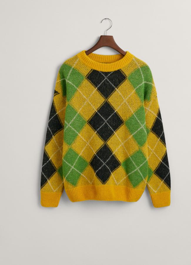 Jersey de cuello redondo Argyle Furry de Gant, 150 euros.