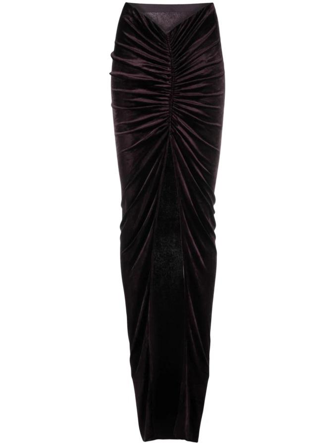 Falda de terciopelo de Rick Owens Lilies, 525 euros.