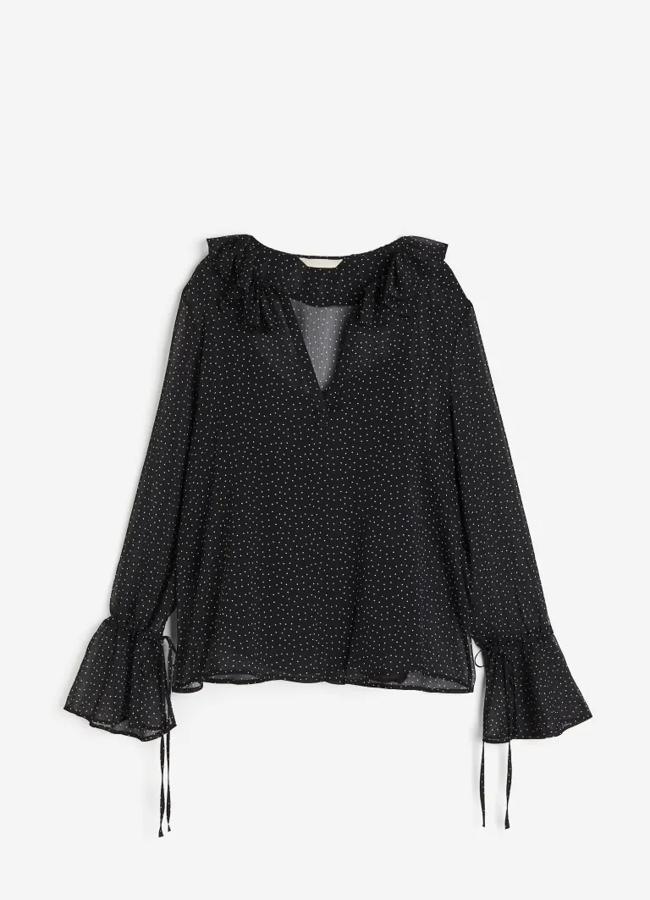 Blusa con volantes con estampado de lunares de H&M