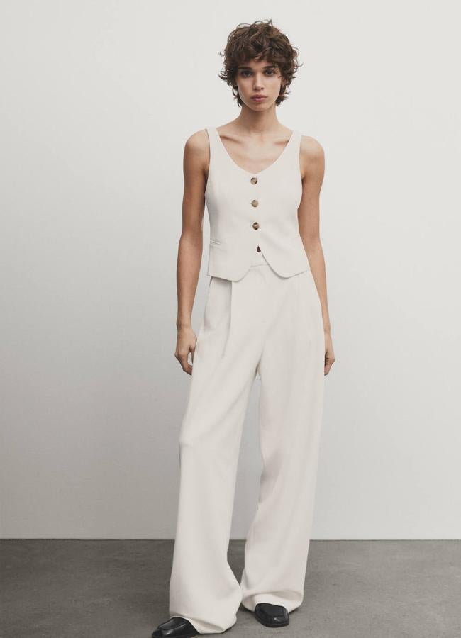 Pantalones de traje blancos estilo wide leg