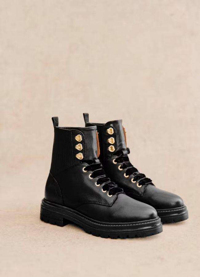 Botines de piel negros estilo combat