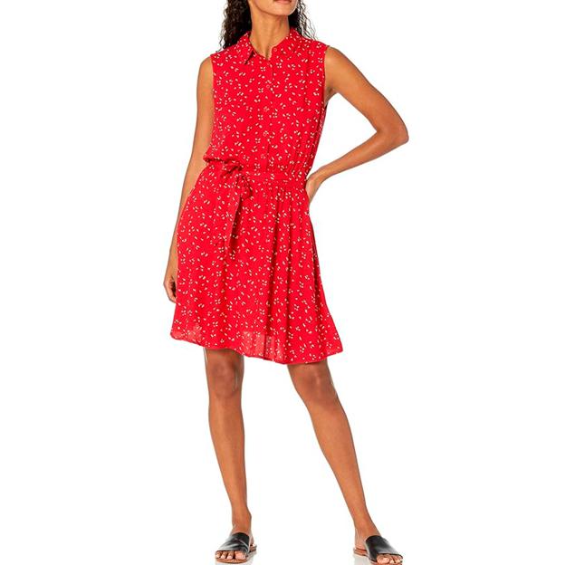 Vestido corto con estampado y color rojo de Amazon