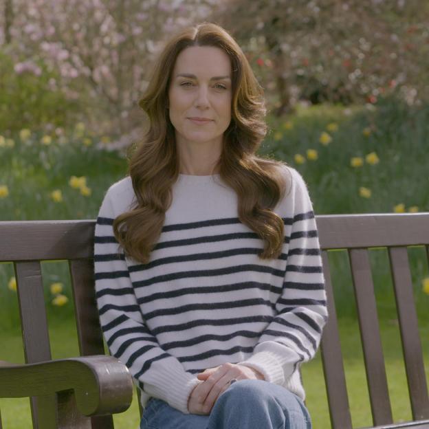 Kate Middleton, en una imagen del vídeo en el que anunció que tiene cáncer. 