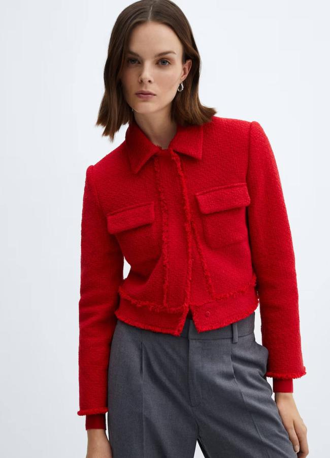 Chaqueta roja de tweed