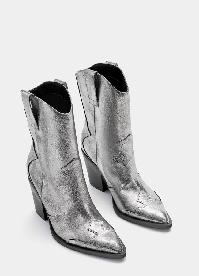 Botas cowboy efecto metalizado plata