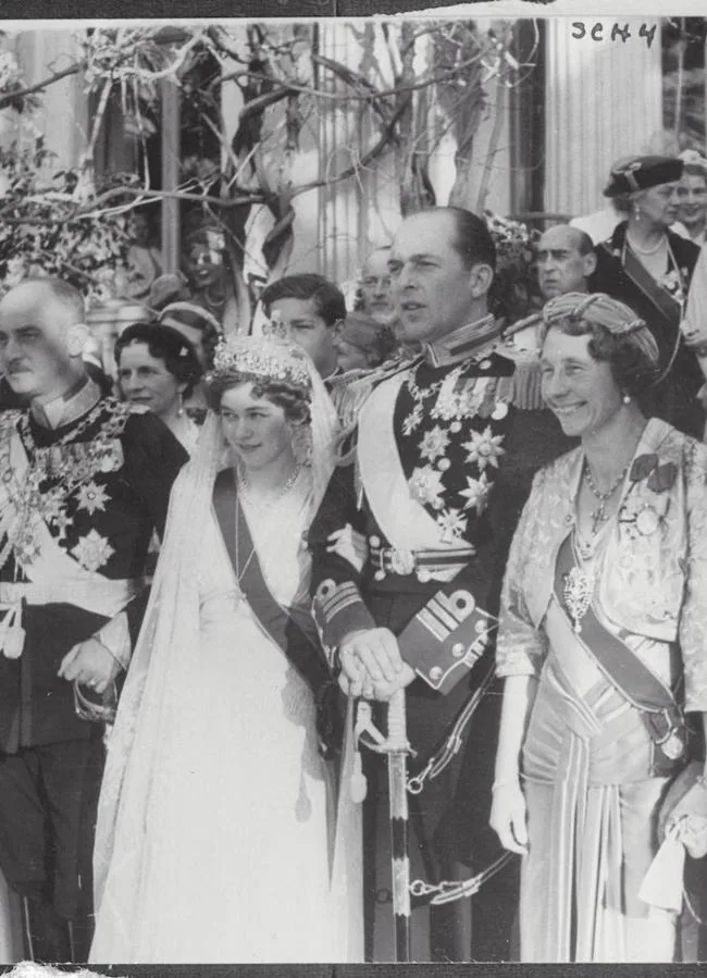 Federica de Hannover el día de su boda con el rey Pablo. Foto: Getty.