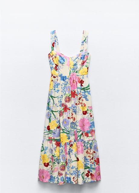 vestido estampado retro zara