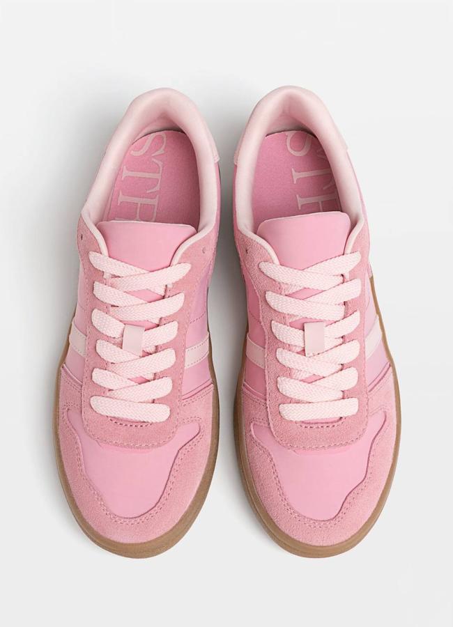 Zapatillas casual efecto ante en rosa