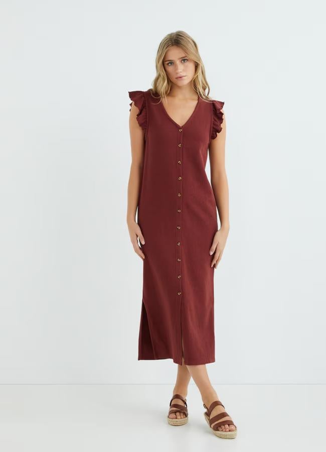 Vestido de punto midi en frambuesa de Hipercor (19 euros):