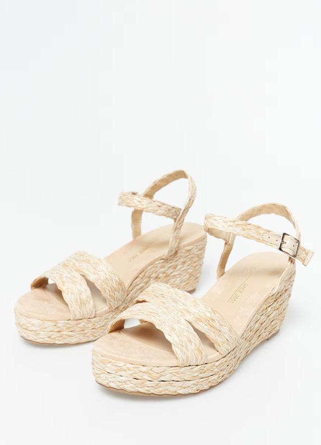 Sandalias con plataforma plana de rafia