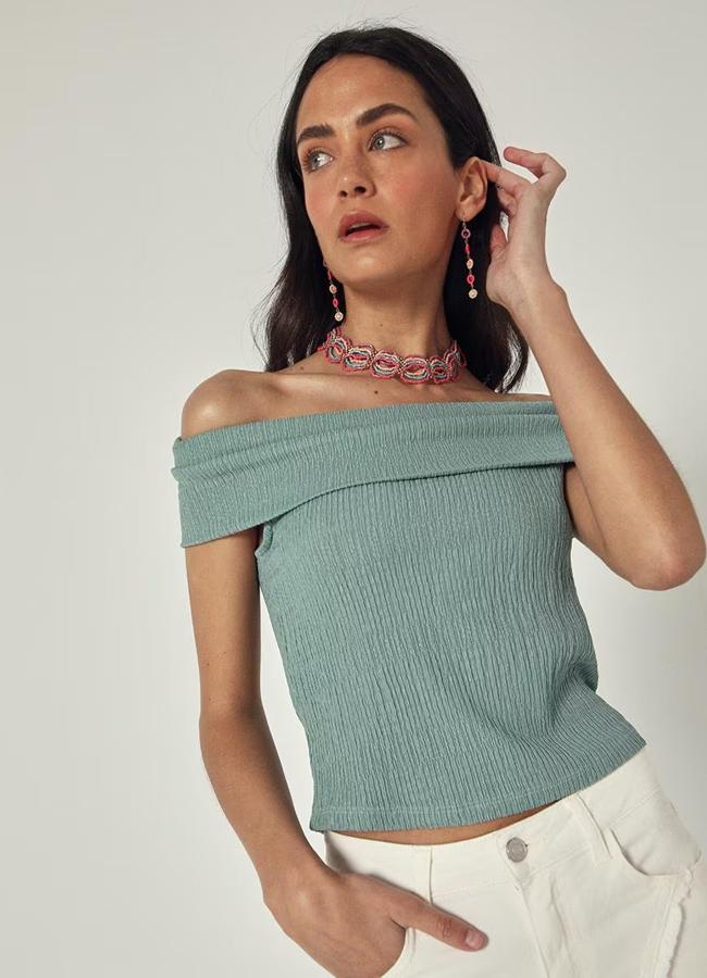 Top off the shoulder aguamarina de Noon..