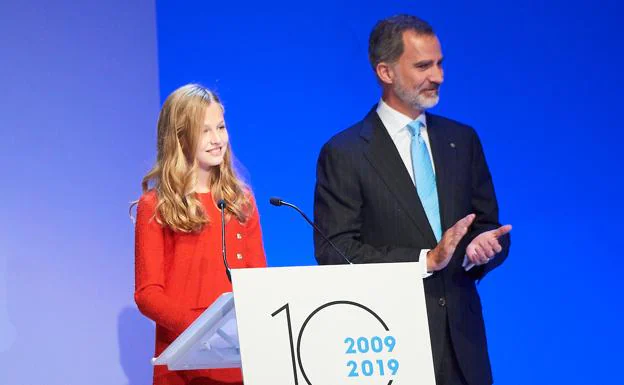 La princesa Leonor en su primer discurso en los Premios Princesa de Girona en 2019. 