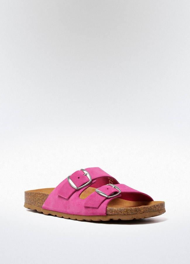 Sandalias con hebillas en fucsia