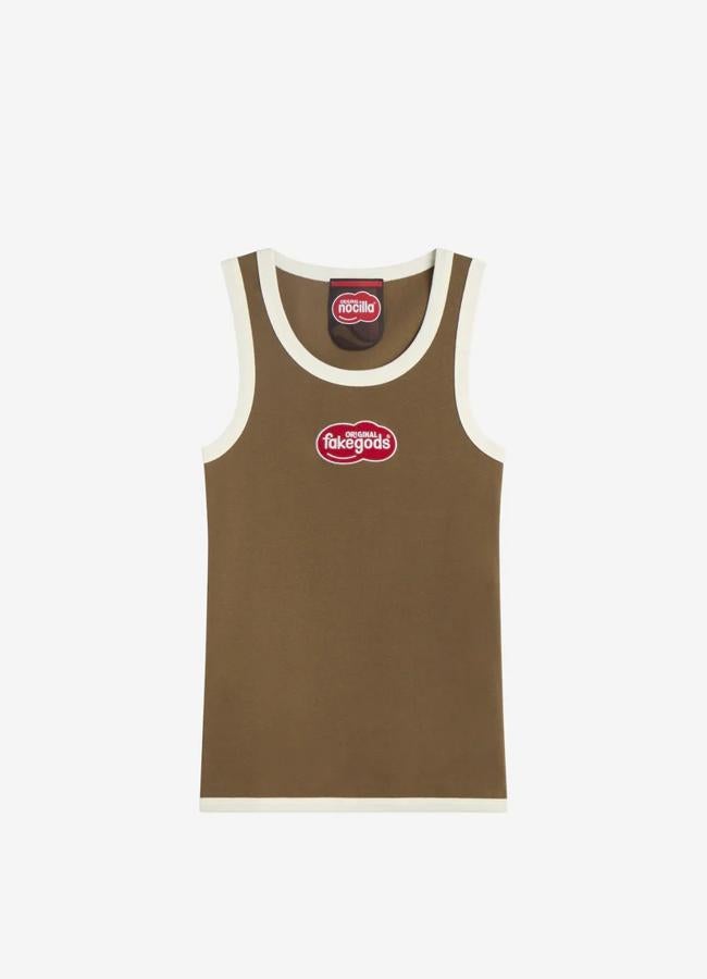 Tank top marrón de Fake God Brand, 10 euros.