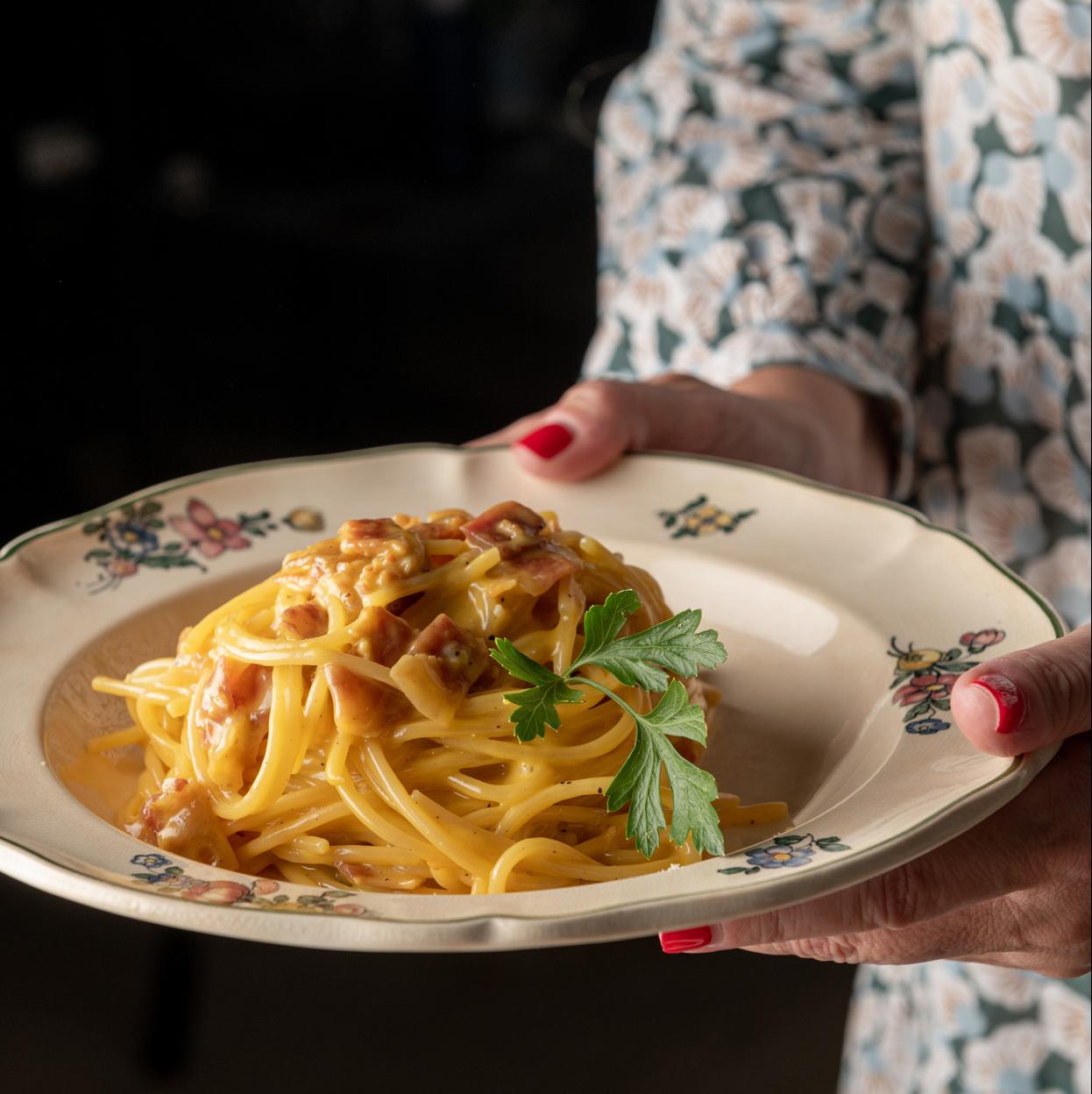 Los spaghetti alla carbonara de Alduccio, uno de sus platos estrella/dr