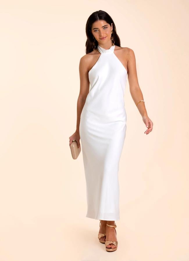 Vestido blanco con cuello halter de The Are.