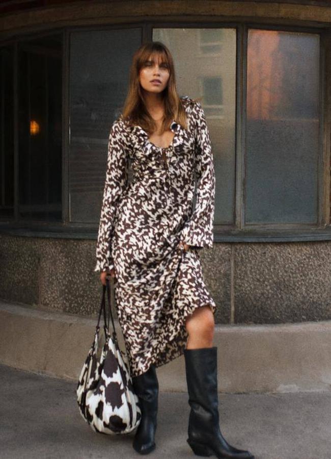 Vestido midi animal print