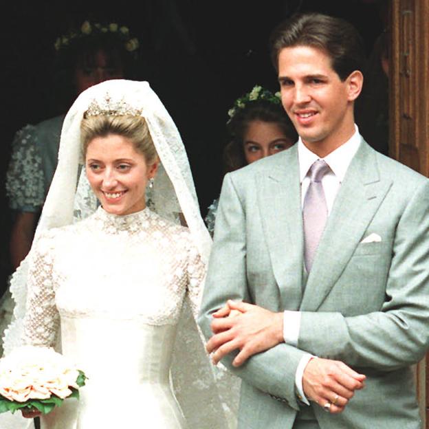 Marie-Chantal Miller y Pablo de Grecia, el día de su boda.