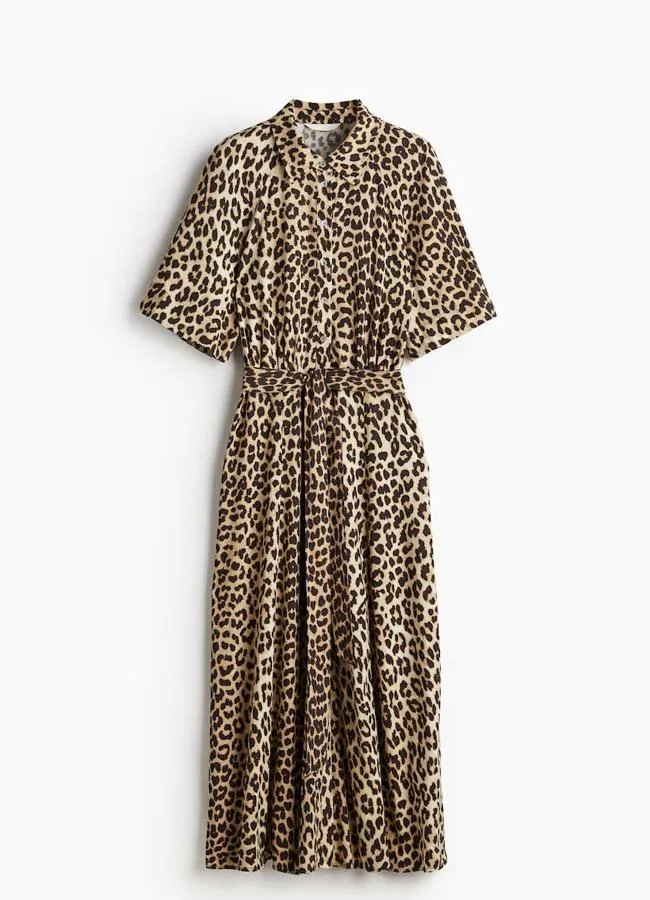 Vestido amplio camisero animal print