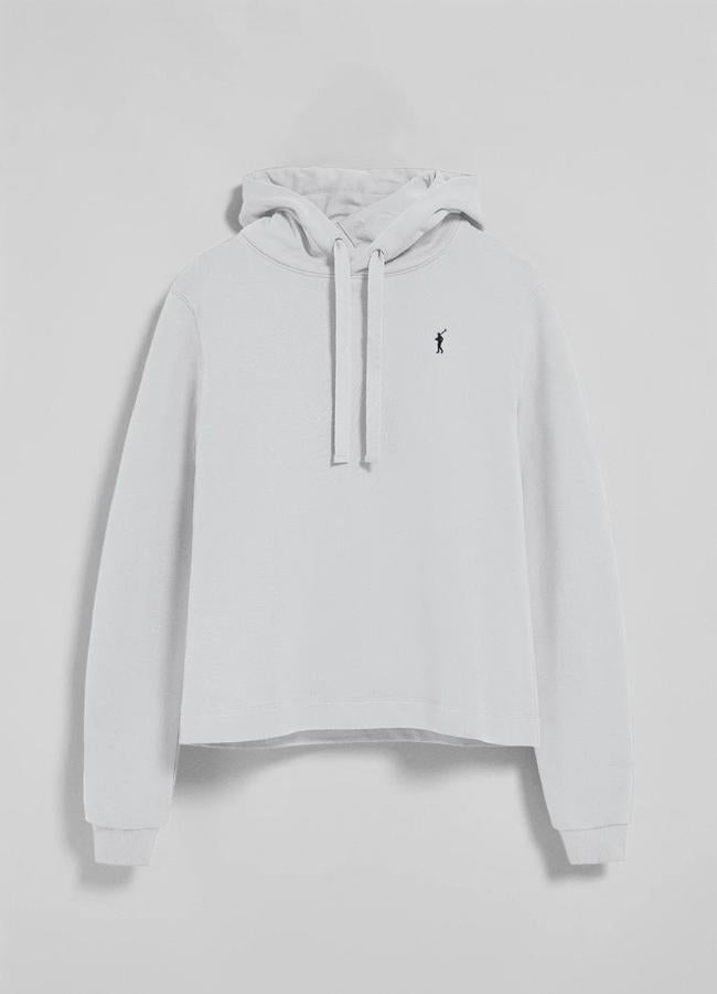 Sudadera blanca con capucha de Polo Club 39,99 euros.