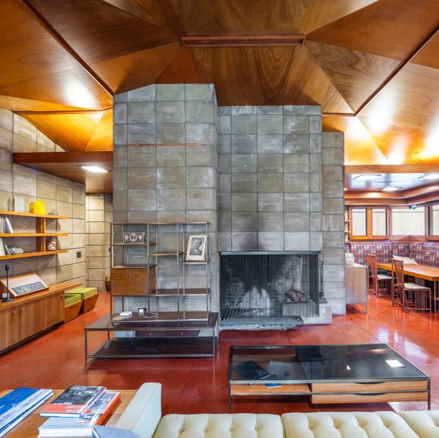 Interior de la casa Weisblat de Frank Lloyd Wright. 