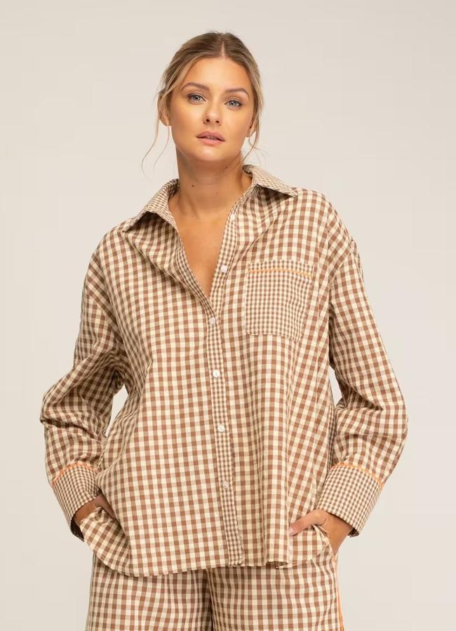 Camisa de cuadros beige de Tantra, 35,99 euros.