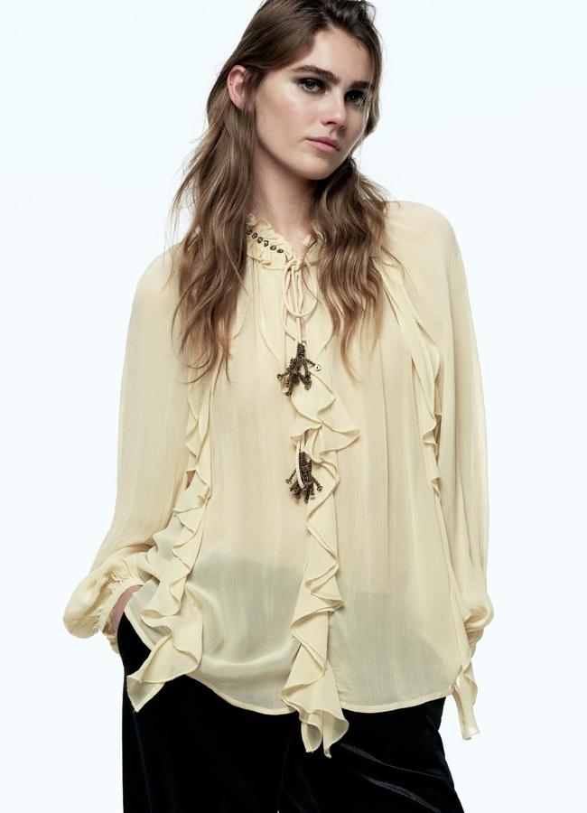 Blusa boho chic con volantes