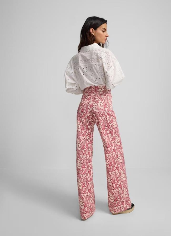 Pantalones wide leg con estampado paisley