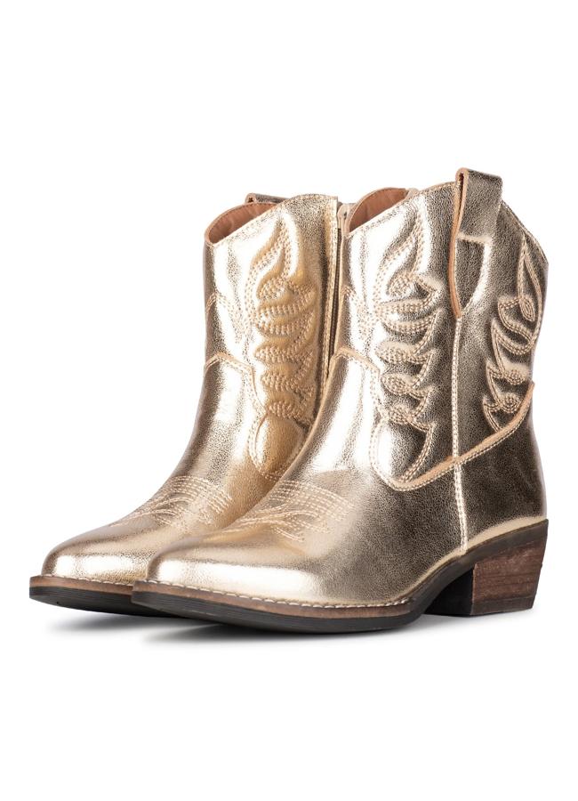 Botines metalizados estilo cowboy dorados