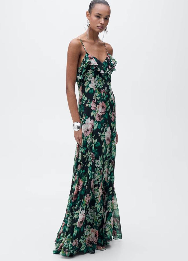 Vestido estampado floral volantes de Mango (139,99€)