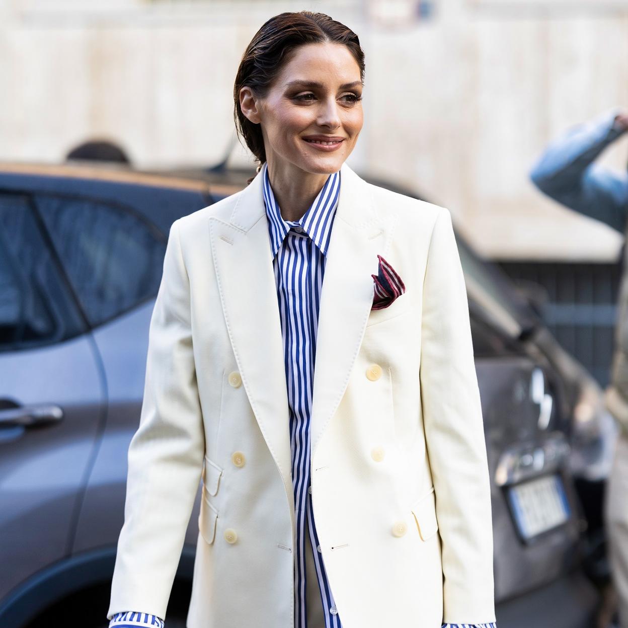 Olivia Palermo con camisa masculina/getty