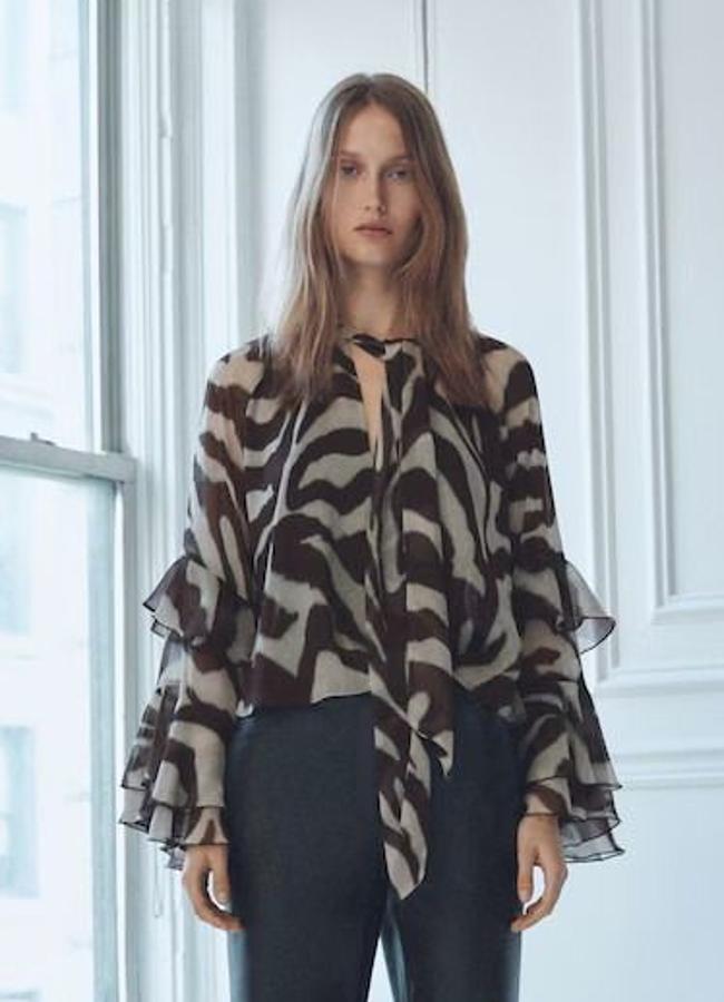 Blusa animal print con volantes